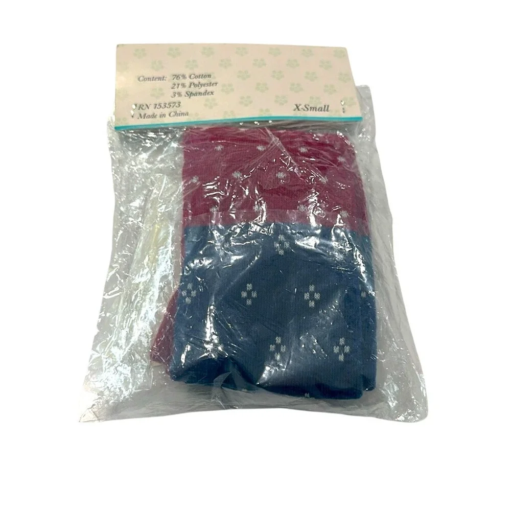 Wildflowers‎ Spotlight Kids Tights X Small Burgundy White Polka Dot Blue